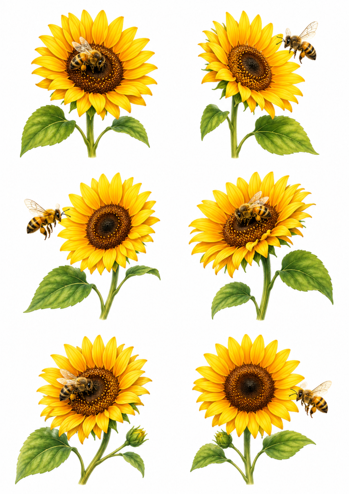 Rice Paper For Decoupage Sunflower Flower Collage  Cat. No. 10208
