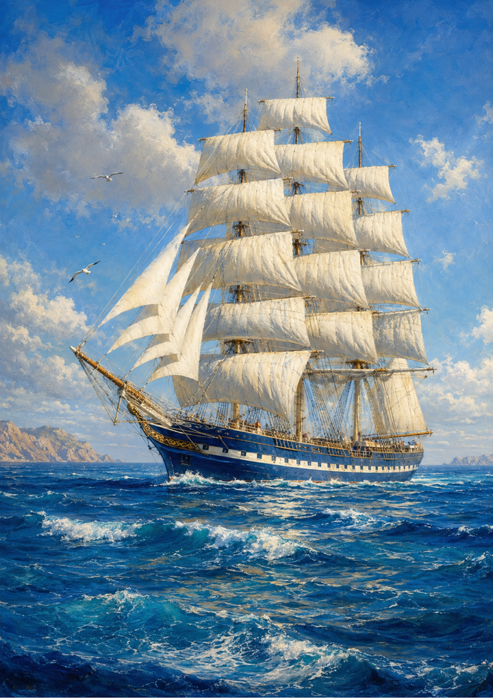 Rice Paper For Decoupage White Sailing Ship Full  Cat. No. 10215