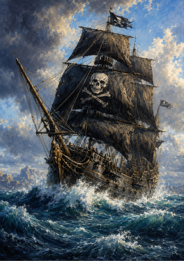 Rice Paper For Decoupage Pirate Ship Full  Cat. No. 10216
