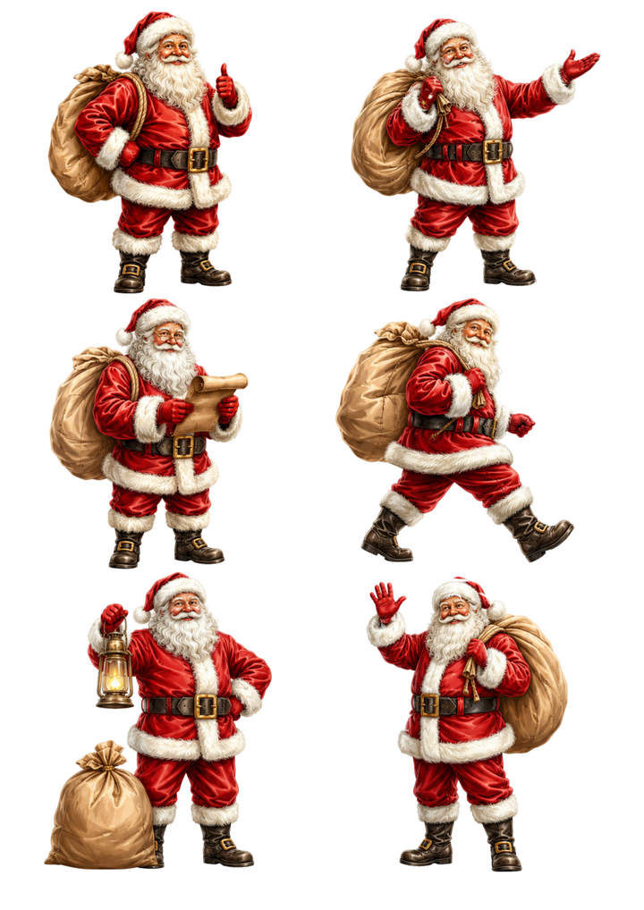 Rice Paper For Decoupage Santa Clause Collage Cat. No. 10258