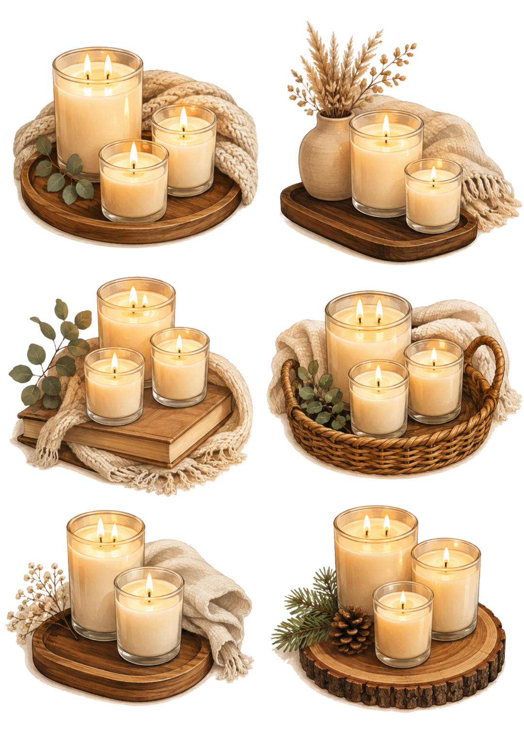 Rice Paper For Decoupage Decorative Candles Set  Collage Cat. No. 10262