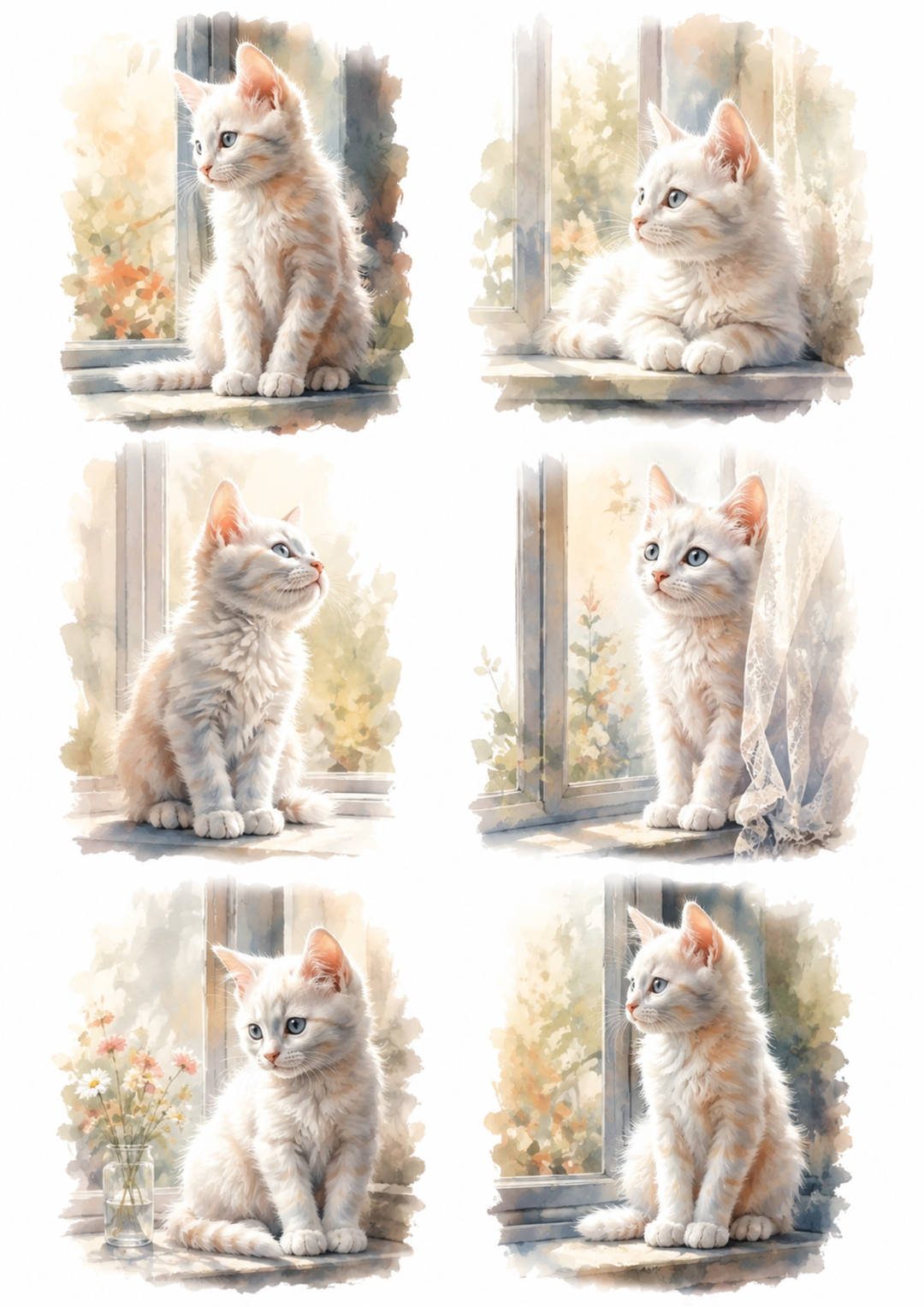 Rice Paper For Decoupage Cute Little Cat  Collage Cat. No. 10263