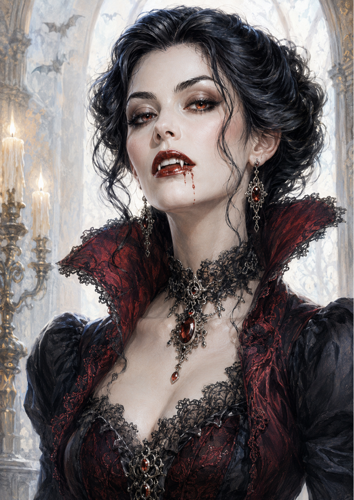 Rice Paper For Decoupage  Beautiful Vampire Portrait Full Cat. No. 10269