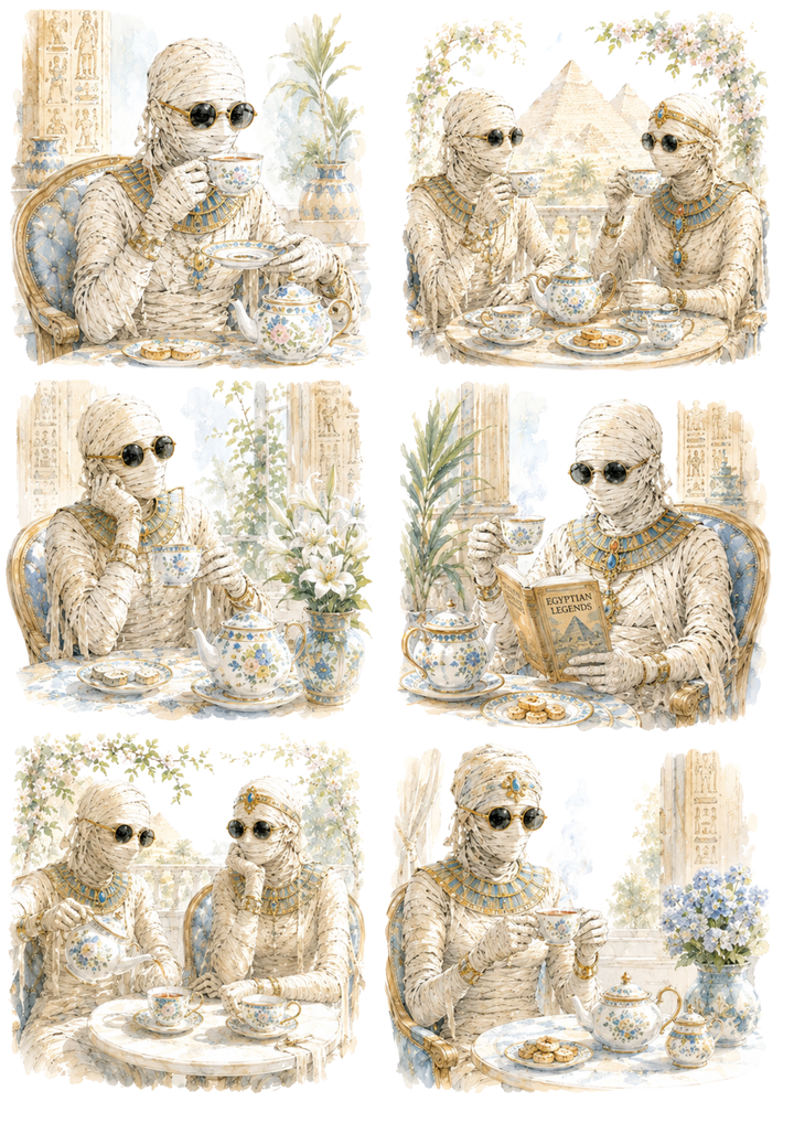 Rice Paper For Decoupage  Egyptian Mummies Collage Cat. No. 10276
