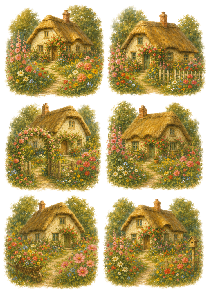 Rice Paper For Decoupage Old Vintage Cottage Collage Cat. No. 10279