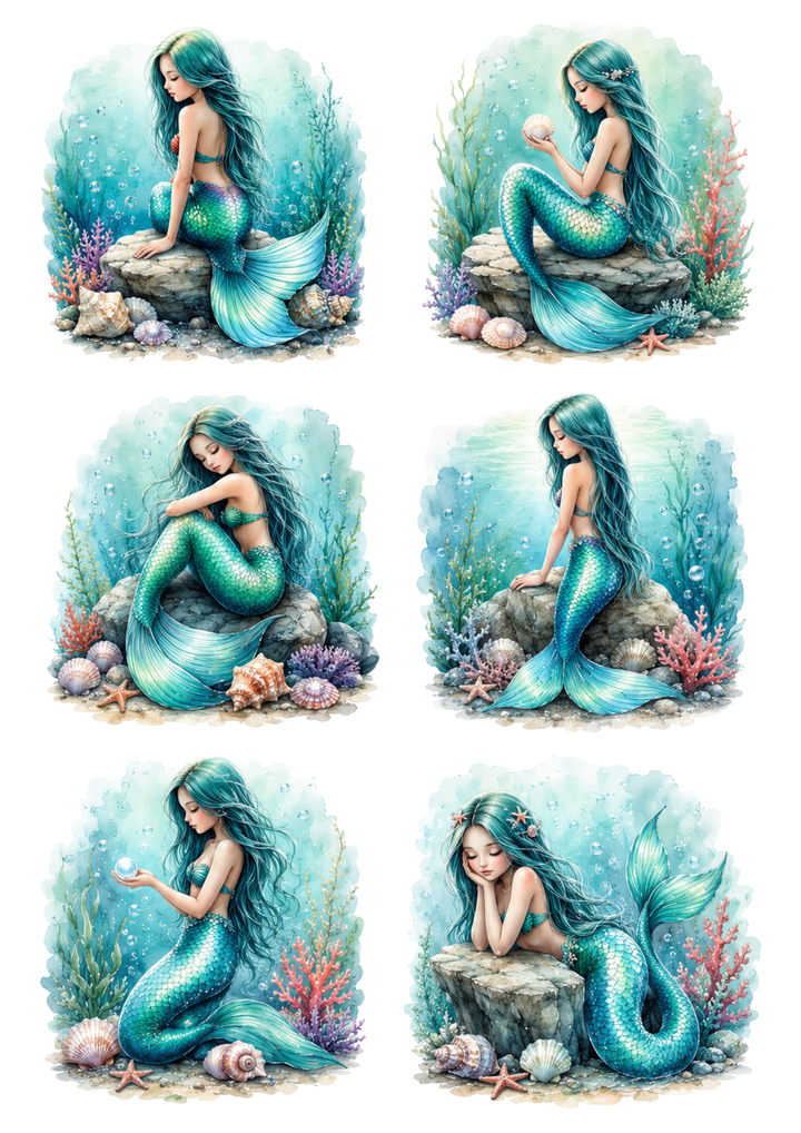 Rice Paper For Decoupage Beautiful Mermaid Collage Cat. No. 10281