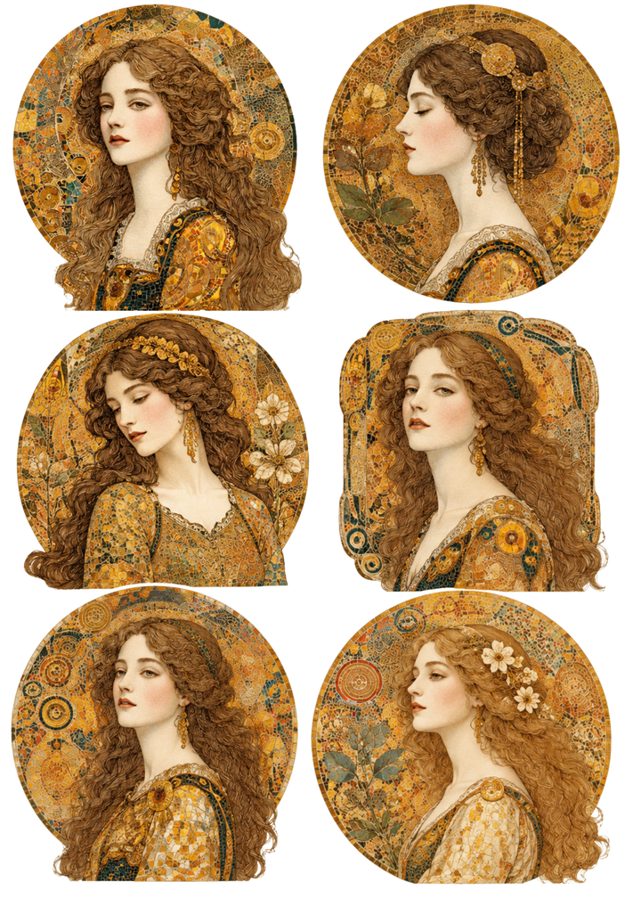 Rice Paper For Decoupage Klimt Woman Portrait Collage Cat. No. 10282