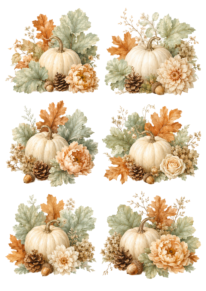 Rice Paper For Decoupage Pastel Halloween Pumpkins Collage Cat. No. 10283