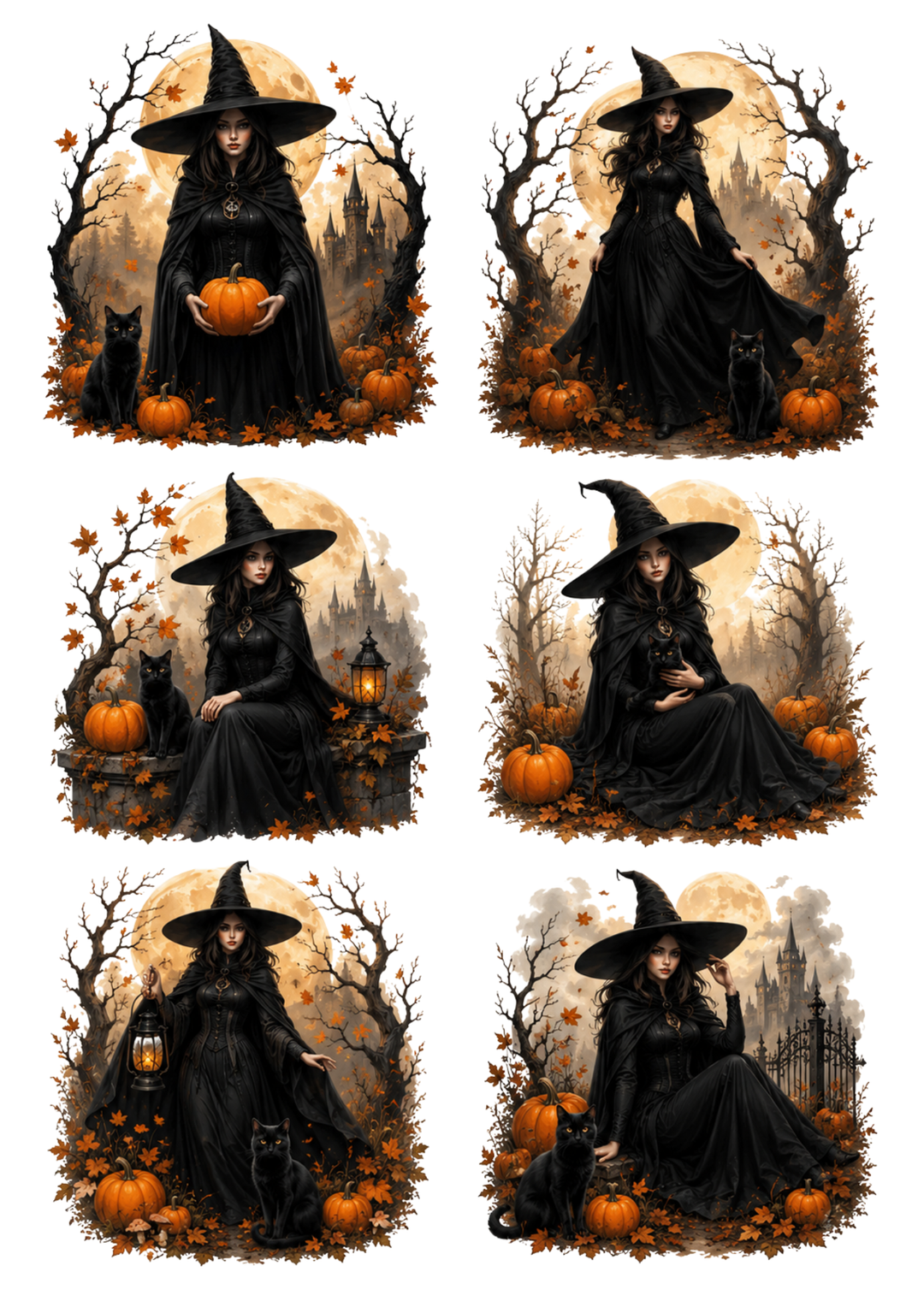 Rice Paper For Decoupage Halloween Witch Collage Cat. No. 10285