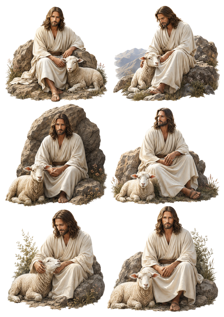 Rice Paper For Decoupage Jesus on the Rock Collage Cat. No. 10286