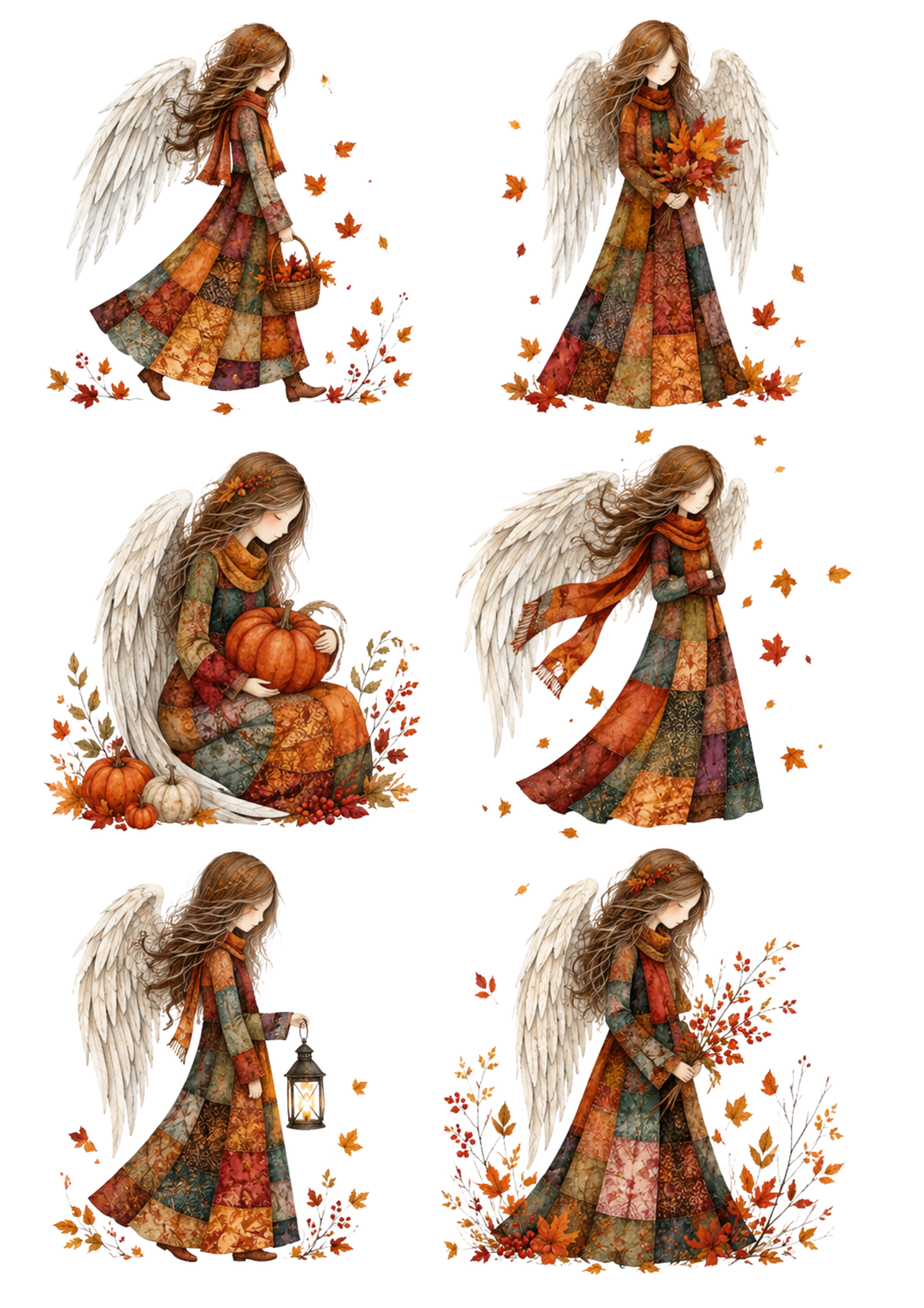 Rice Paper For Decoupage Autumn Patchwork Angel Collage Cat. No. 10312
