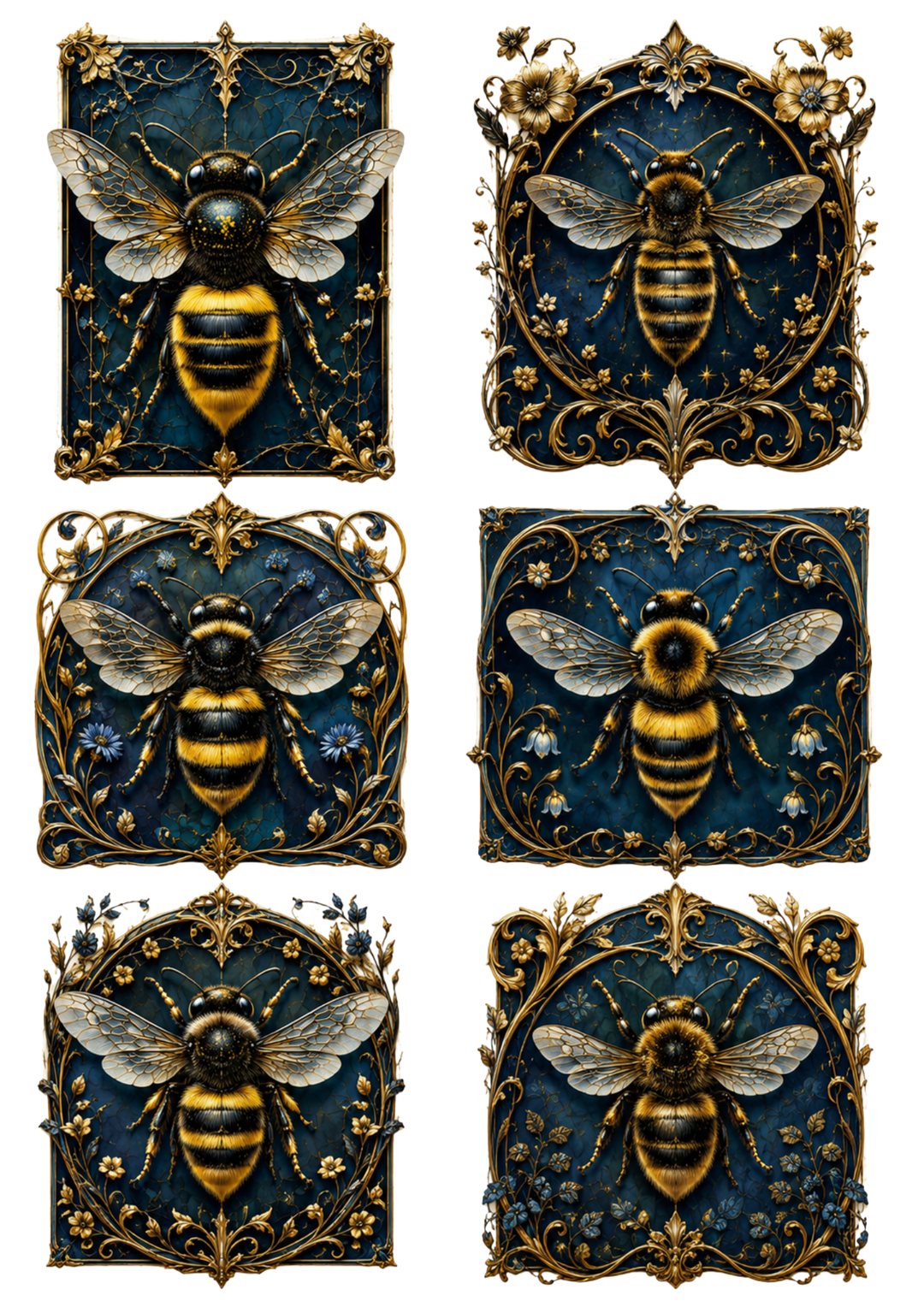Rice Paper For Decoupage Gothic Bee Collage Cat. No. 10322