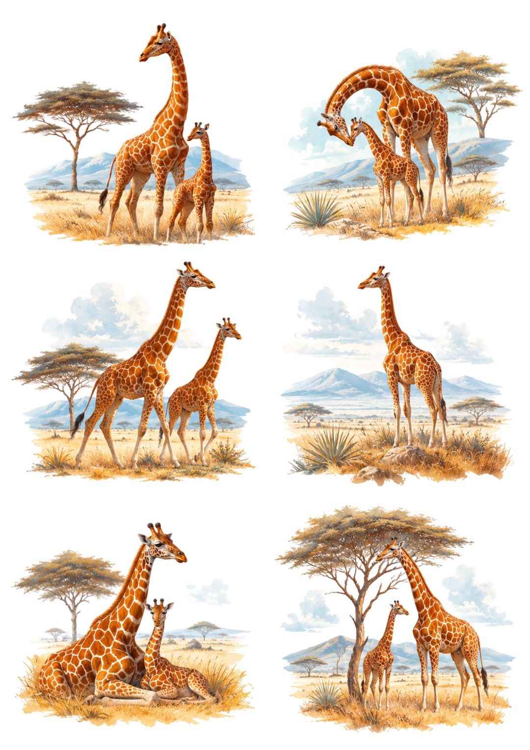 Rice Paper For Decoupage Giraffe Savannah Collage Cat. No. 10323