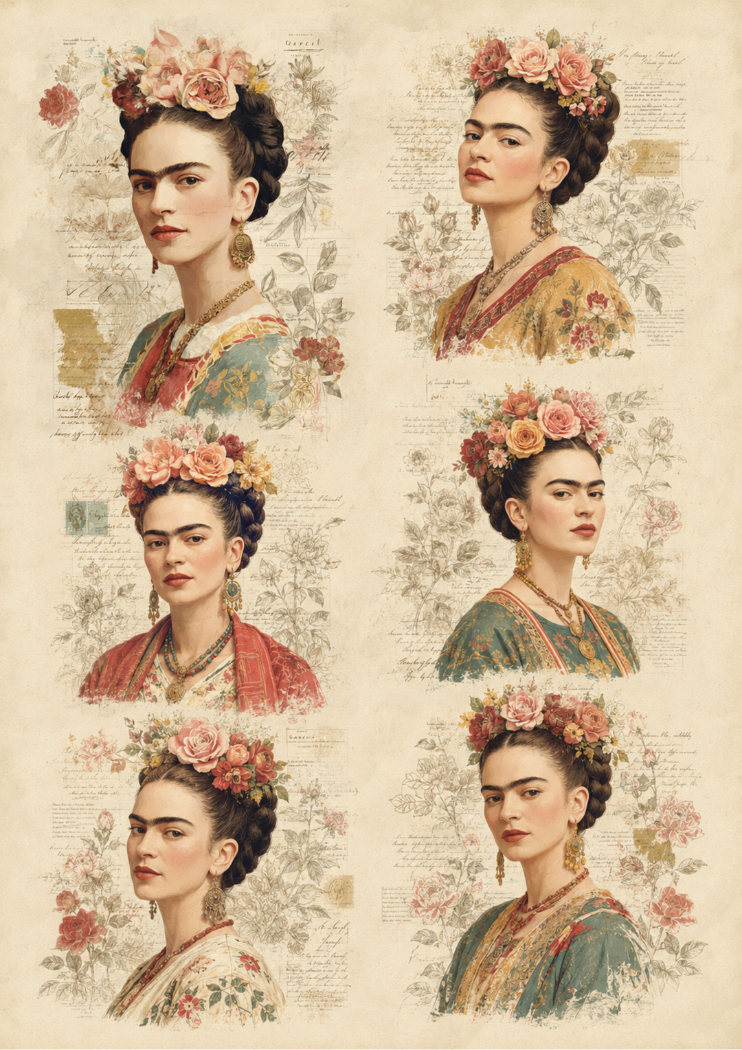 Rice Paper For Decoupage Vintage Frida Collage Cat. No. 10329
