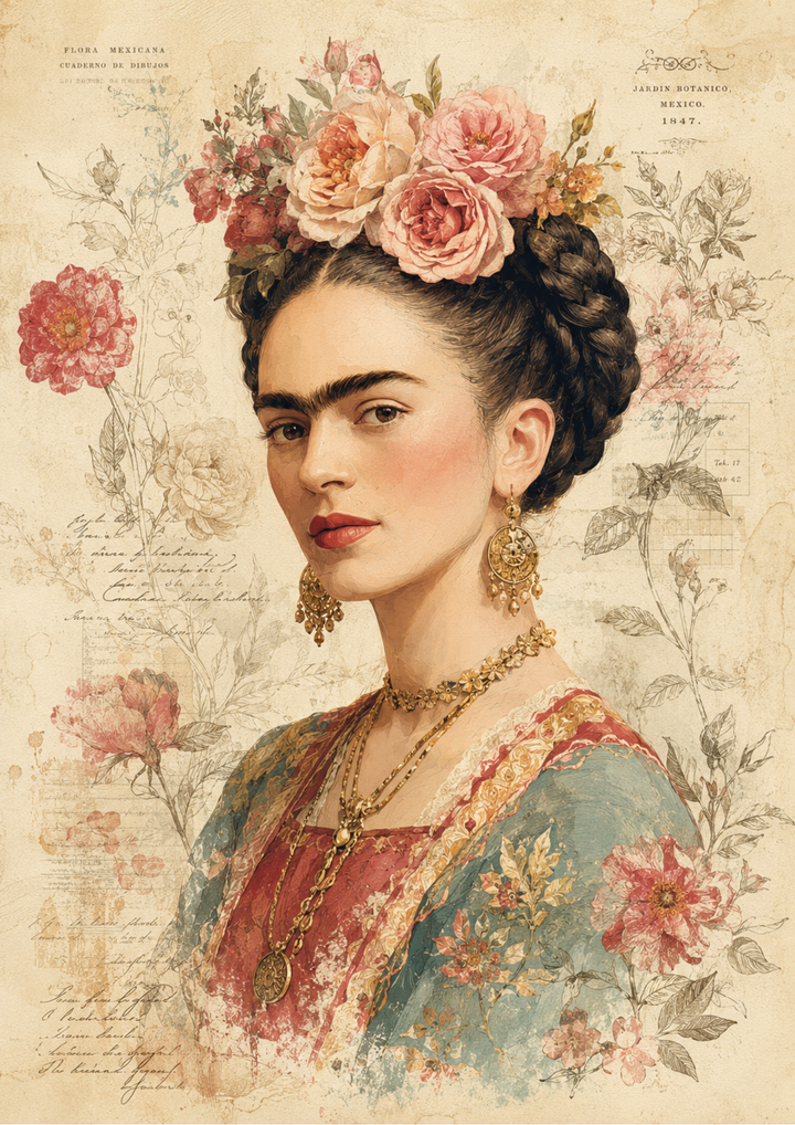 Rice Paper For Decoupage Vintage Frida Portrait Full Cat. No. 10330