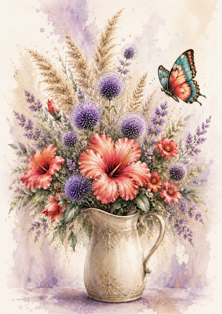 Reispapier für Decoupage, Blumenhintergrund, vollständig, Kat. Nr. 4809