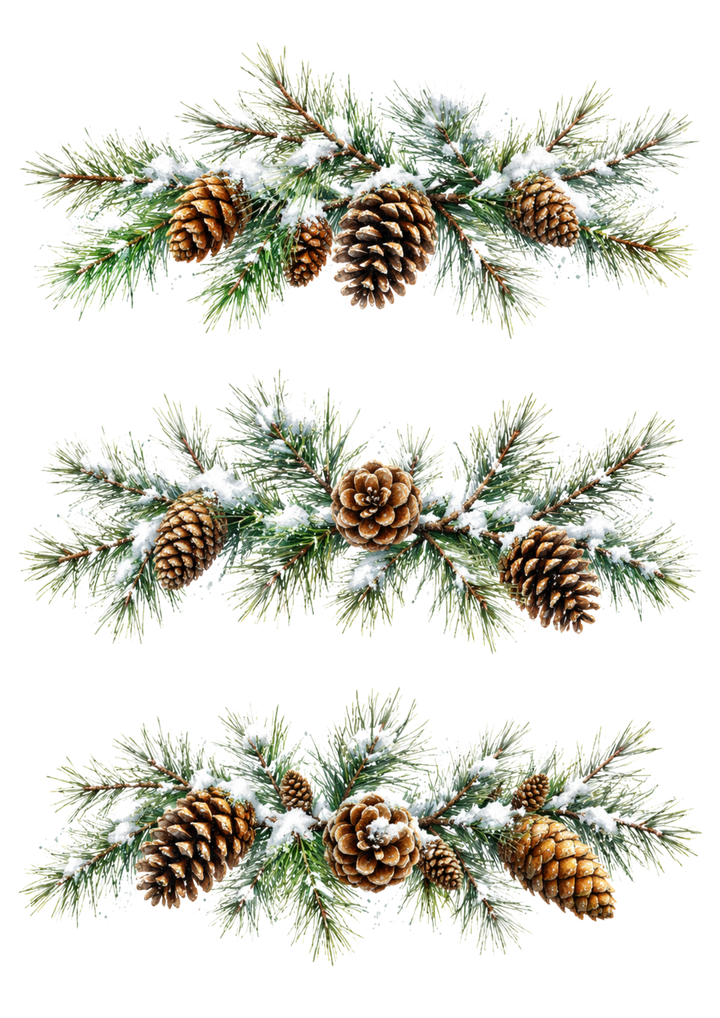 Rice Paper For Decoupage Snowy Pine Branches  Collage Cat. No. 10414