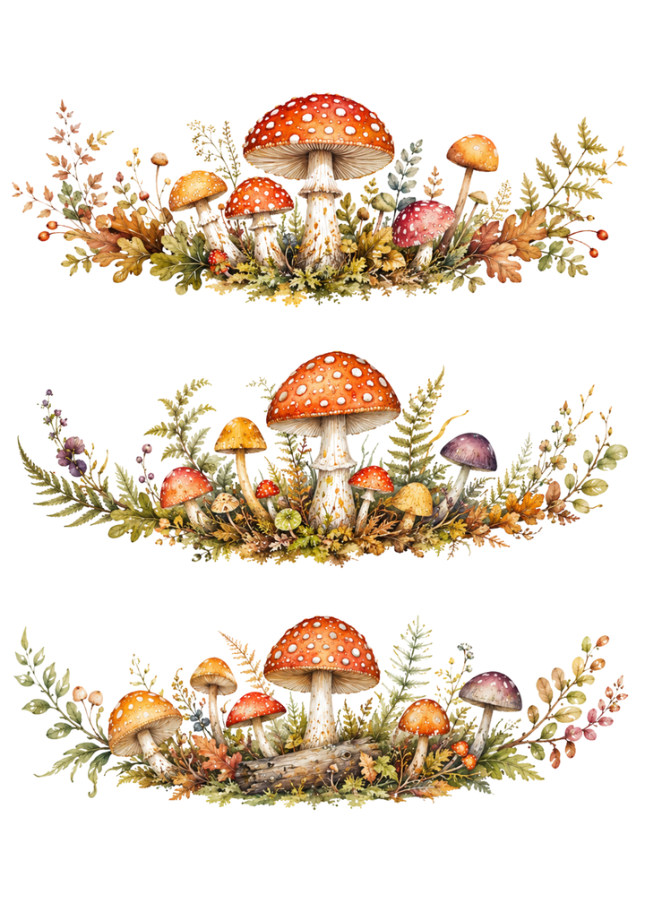 Rice Paper For Decoupage Forest Mushroom Collage Cat. No. 10416