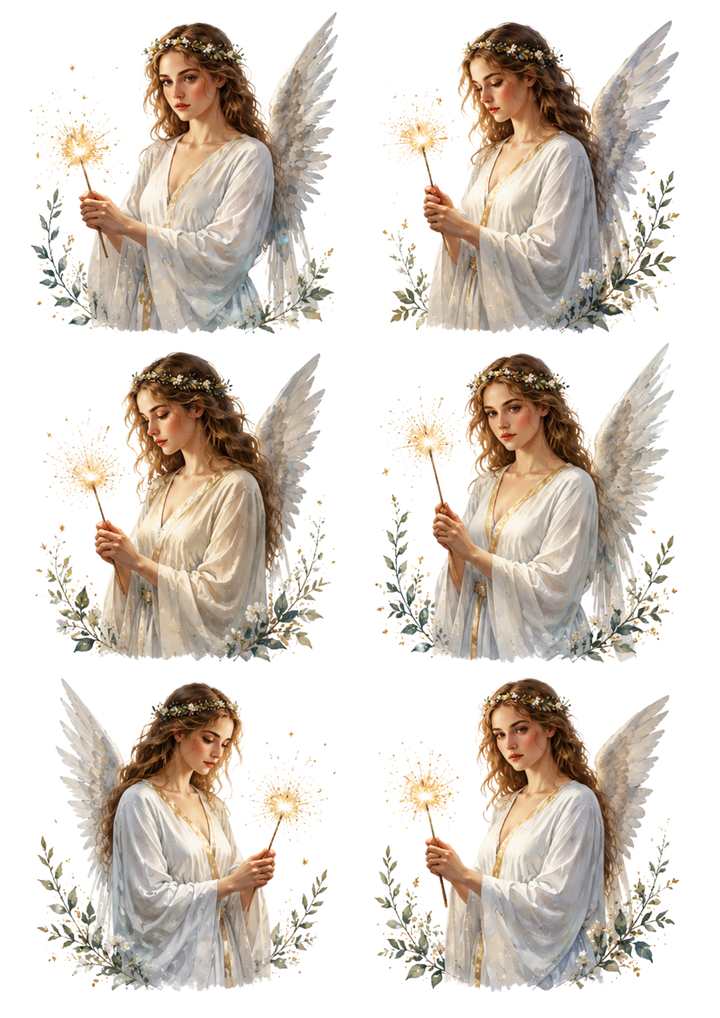 Rice Paper For Decoupage Beautiful Angel Collage Cat. No. 10418