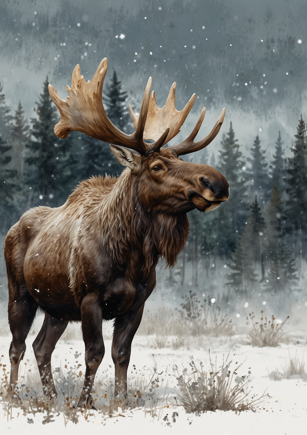Rice Paper For Decoupage Winter Majestic Moose Full Cat. No 10480