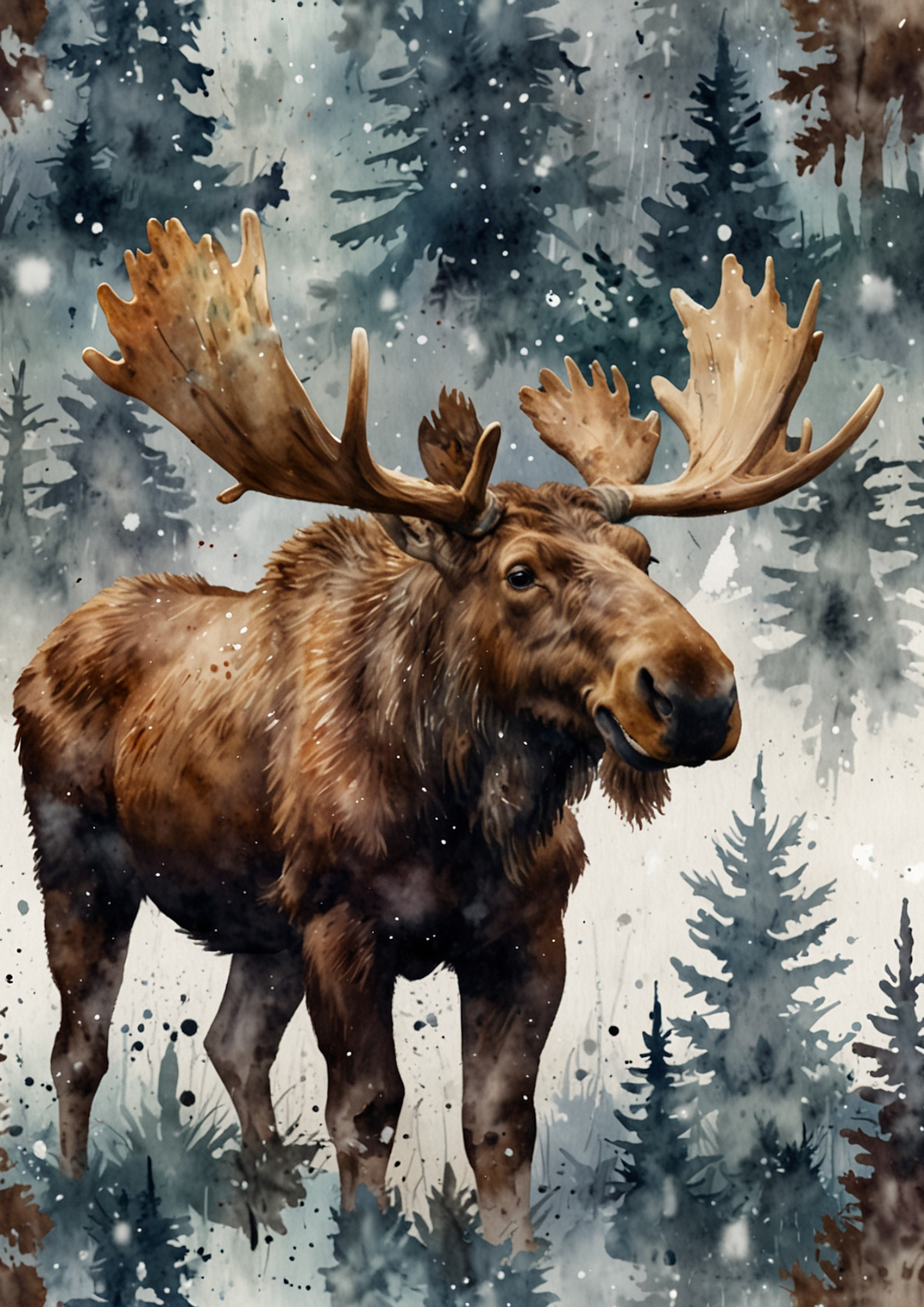 Rice Paper For Decoupage Winter Majestic Moose Full Cat. No 10481