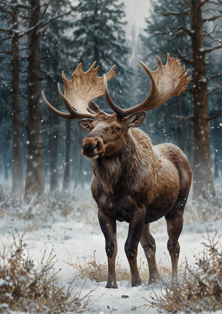 Rice Paper For Decoupage Winter Majestic Moose Full Cat. No 10483