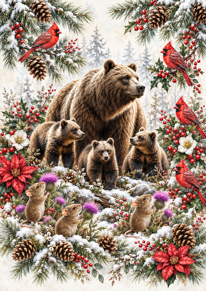 Rice Paper For Decoupage Bear Winter Wonderland Full  Cat. No 10496