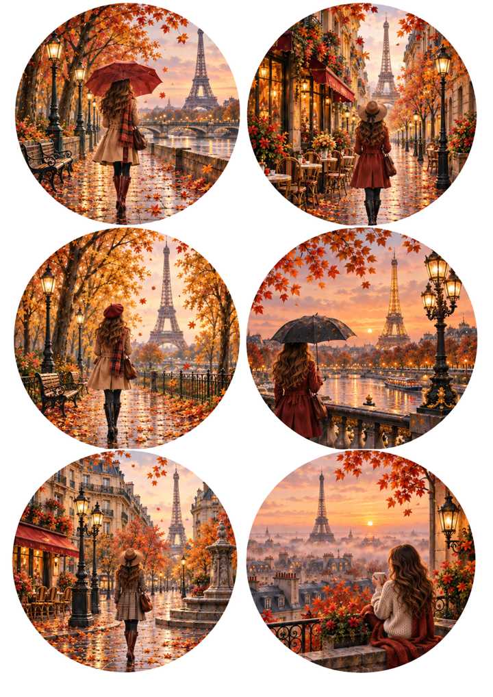 Rice Paper For Decoupage Autumn in Paris Collage  Cat. No 10500
