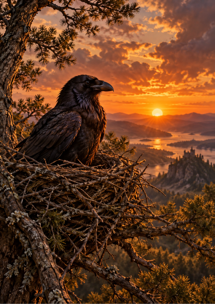 Rice Paper For Decoupage Raven at Sunset  Full  Cat. No 10531