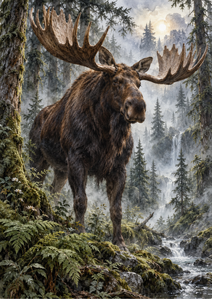 Rice Paper For Decoupage Woodland Majestic Moose Full  Cat. No 10542