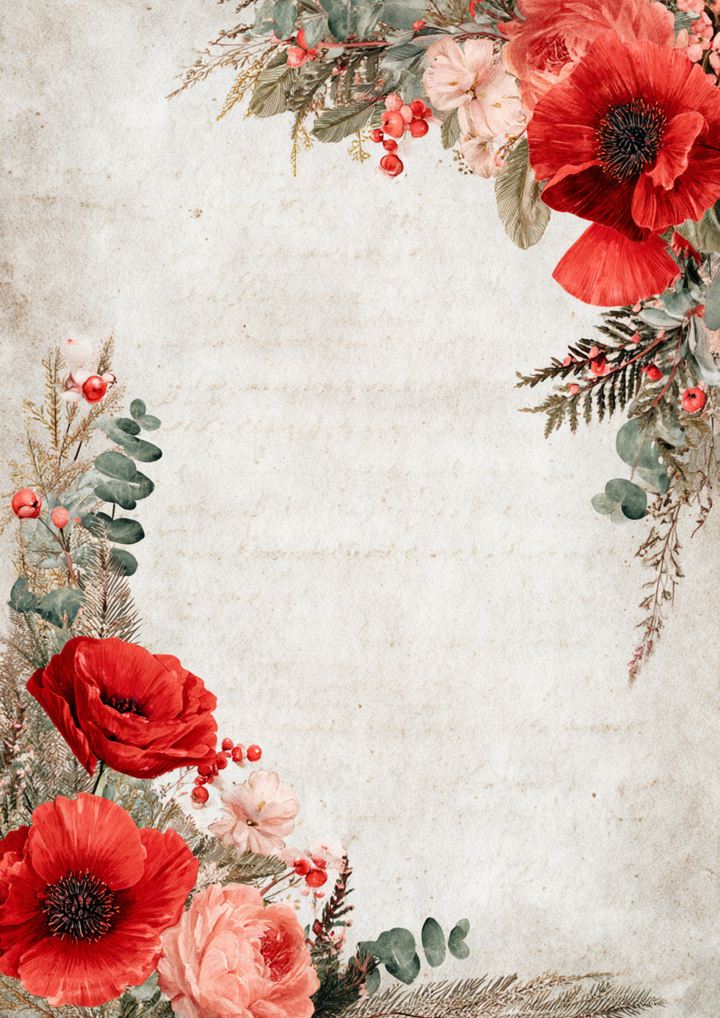 Rice Paper For Decoupage Red Poppy Frame Full  Cat. No 10549