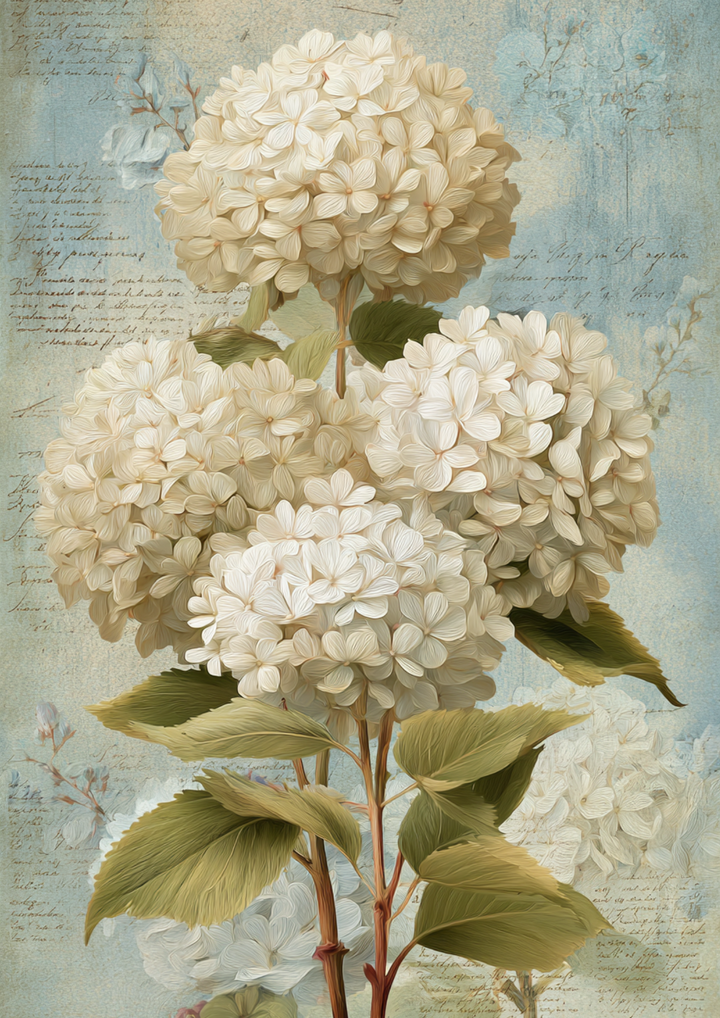 Rice Paper For Decoupage White Hydrangea  Full  Cat. No 10559