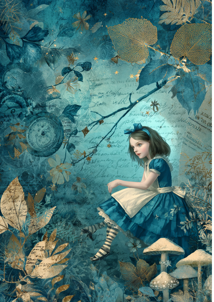 Rice Paper For Decoupage Whimsical Alice World  Full  Cat. No 10560