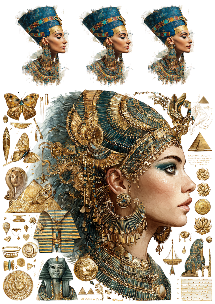 Rice Paper For Decoupage Queen of Ancient Egypt Collage  Cat. No 10564