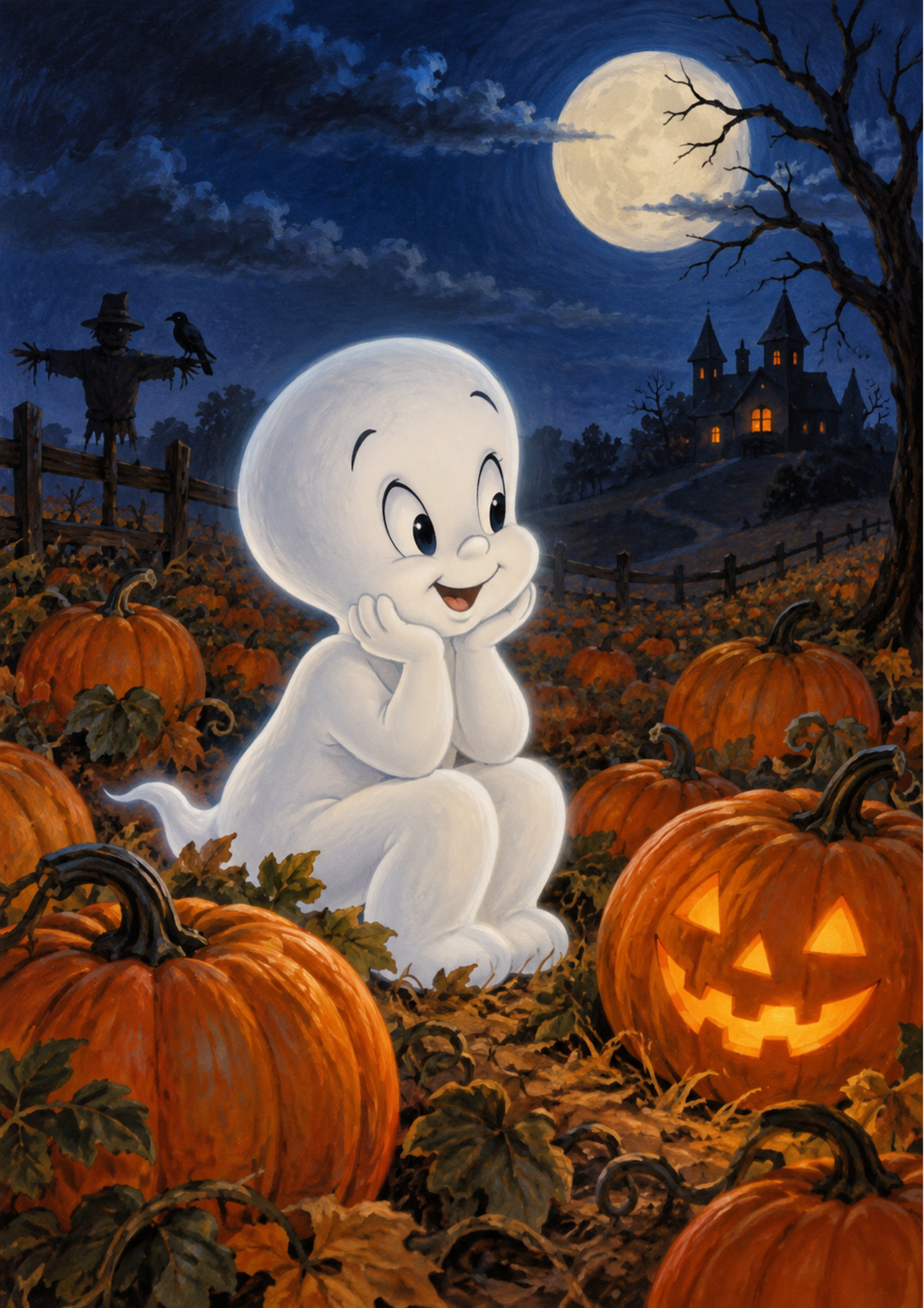 Rice Paper For Decoupage Cute Ghost Waiting for Halloween Night Full  Cat. No 10574