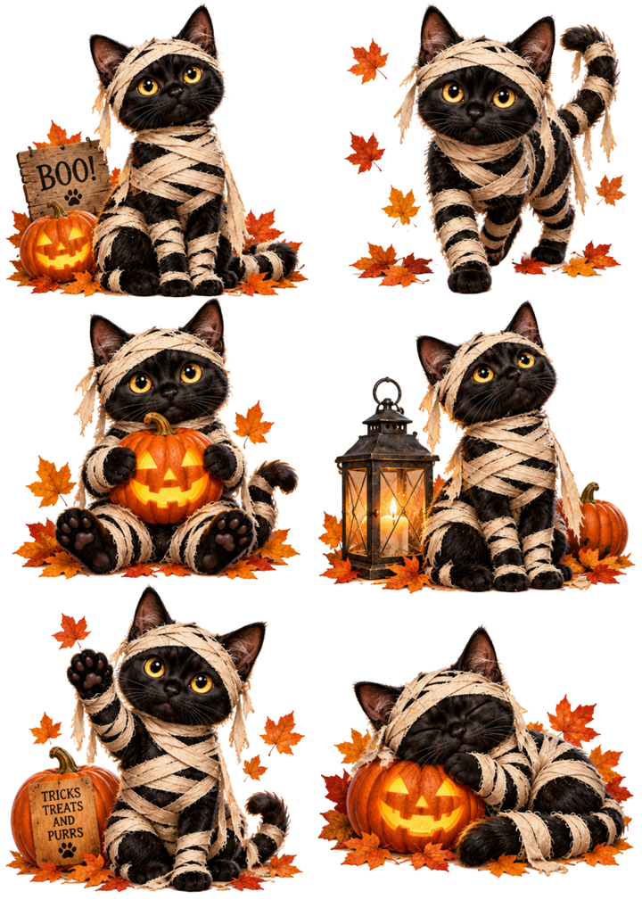 Rice Paper For Decoupage Cute Cat Mummy Collage  Cat. No 10580