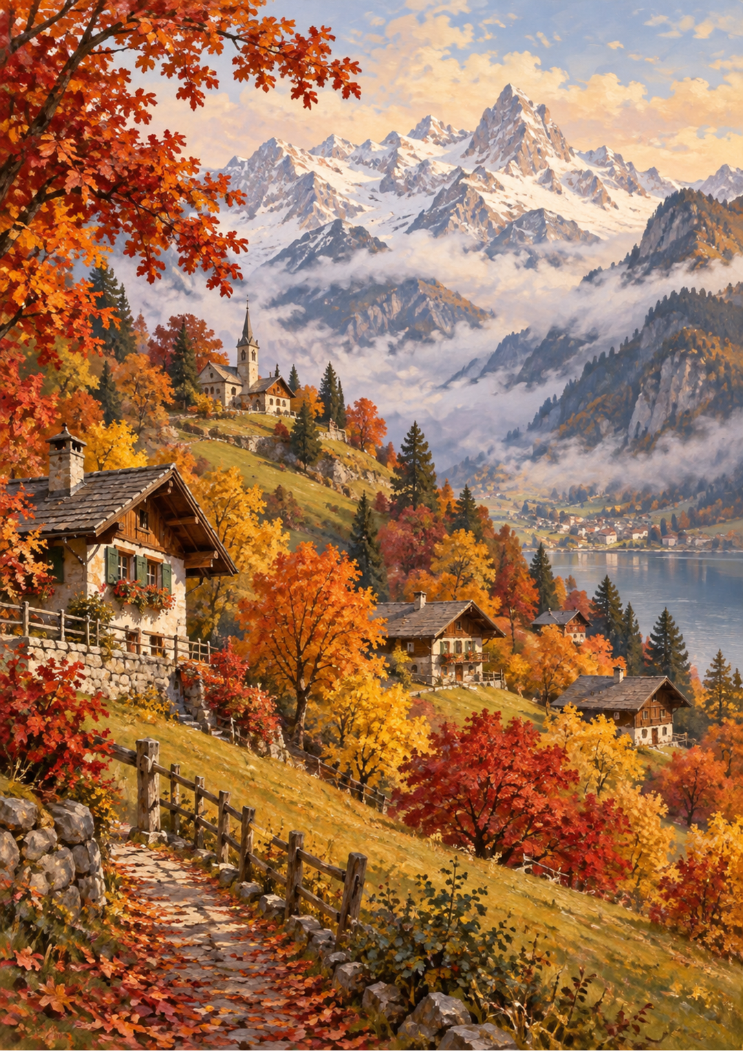 Rice Paper For Decoupage Mountain Autumn Landscape Full  Cat. No 10581