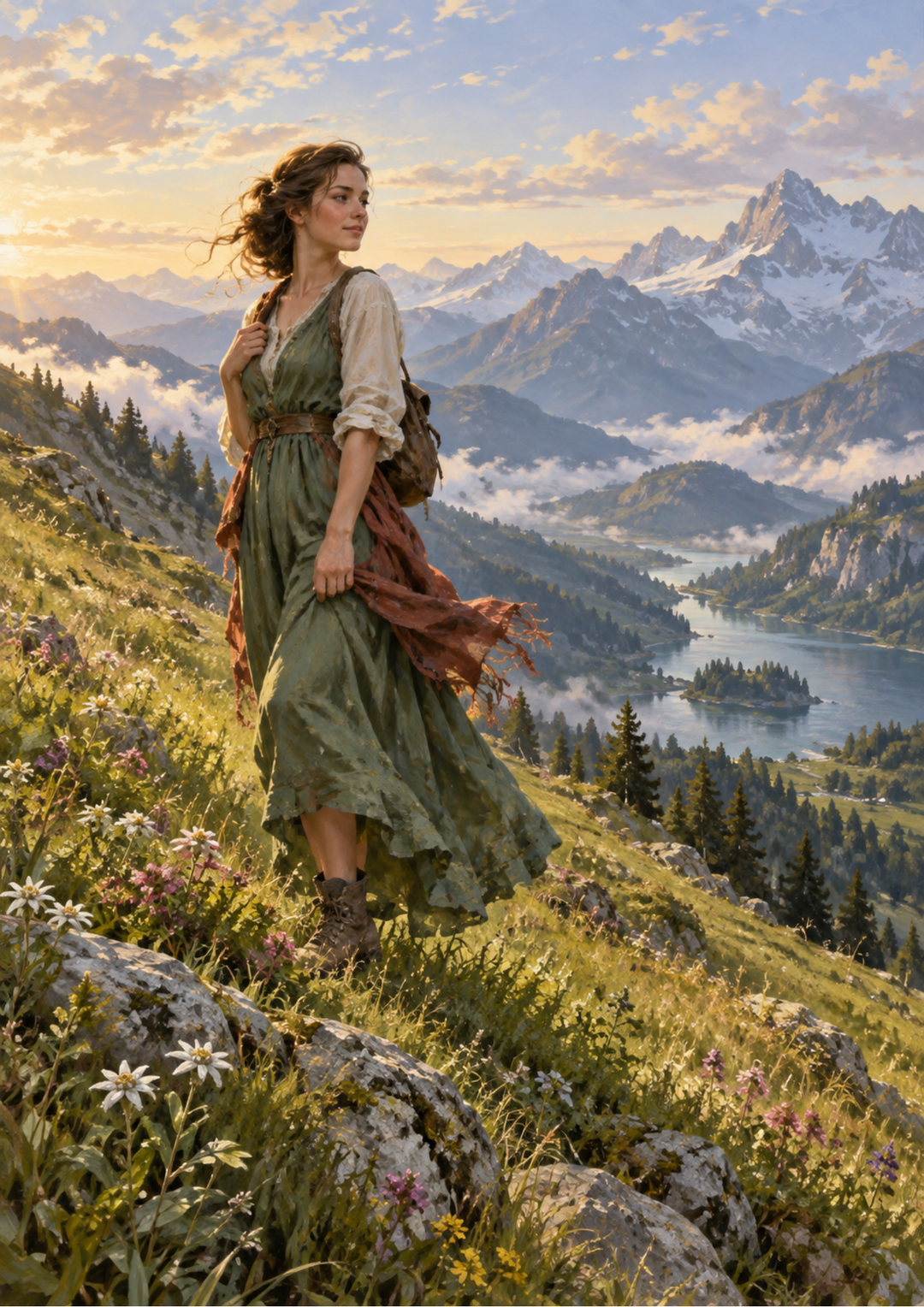 Rice Paper For Decoupage Mountain Woman Full  Cat. No 10582