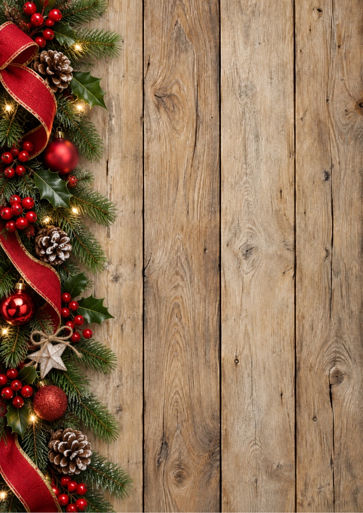 Rice Paper For Decoupage Rustic Christmas Natural Wood Plank Background Full  Cat. No 10584