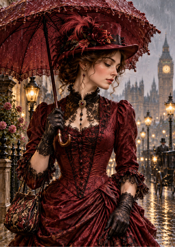 Rice Paper For Decoupage Victorian Rain by the Thames Full  Cat. No 10589