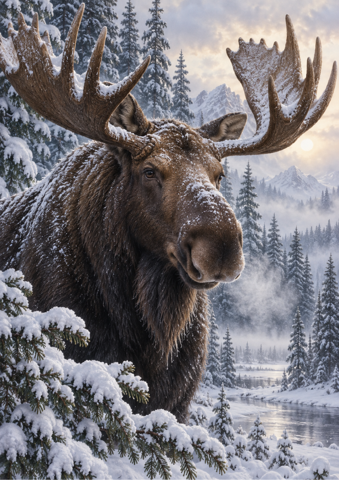Rice Paper For Decoupage Majestic Moose in a Snowy Wilderness Full Cat. No 10597