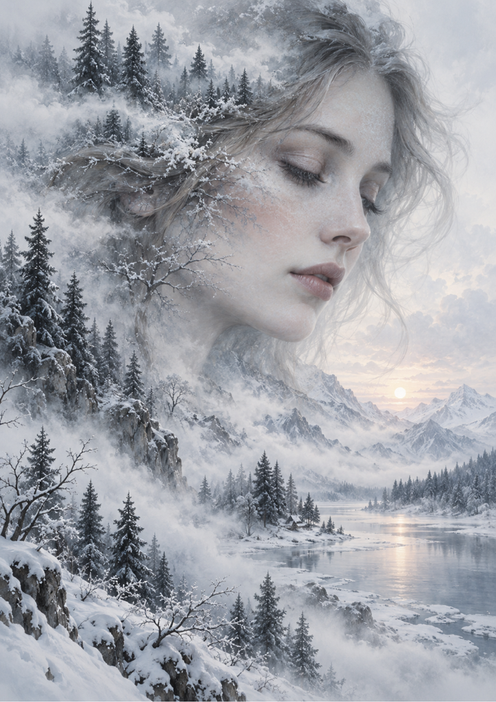 Rice Paper For Decoupage Winter Spirit in a Snowy Dreamscape Full  Cat. No 10600