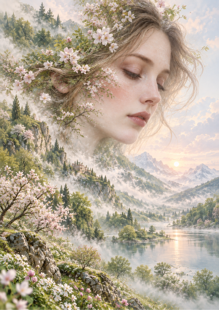 Rice Paper For Decoupage Springtime Valley Dreamscape Full  Cat. No 10602