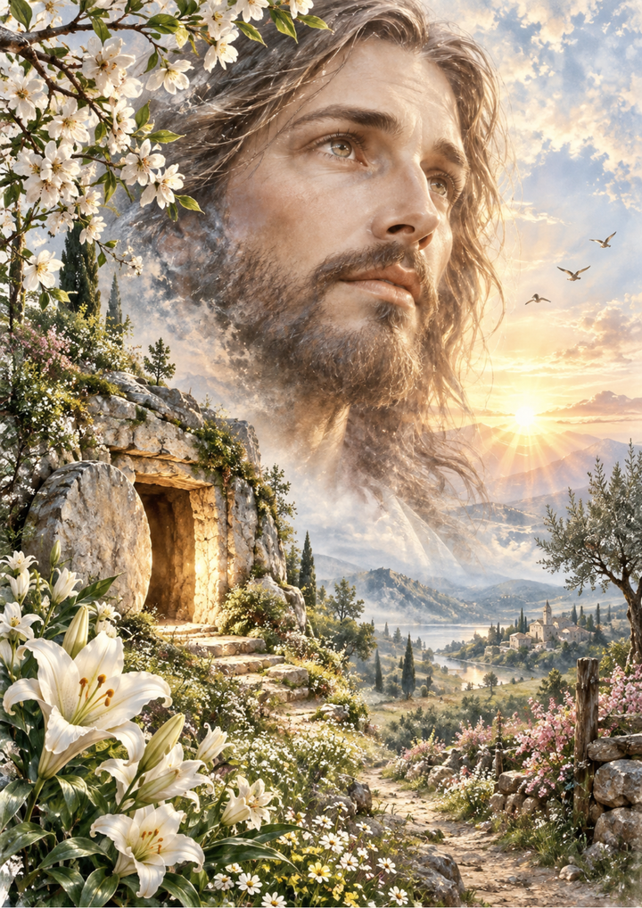 Rice Paper For Decoupage Resurrection Dawn Over the Valley Full Cat. No 10604