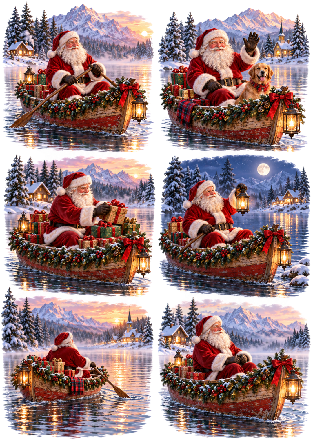 Rice Paper For Decoupage Santa’s Festive Winter Lake Adventures Collage Cat. No 10651