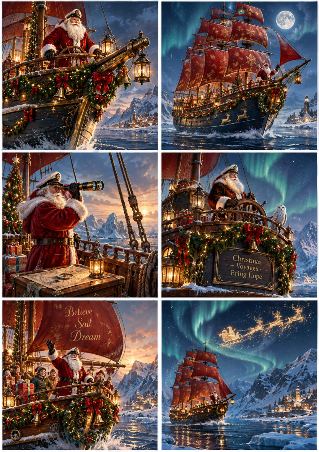 Rice Paper For Decoupage Santa’s Festive Arctic Voyages Collage Cat. No 10655
