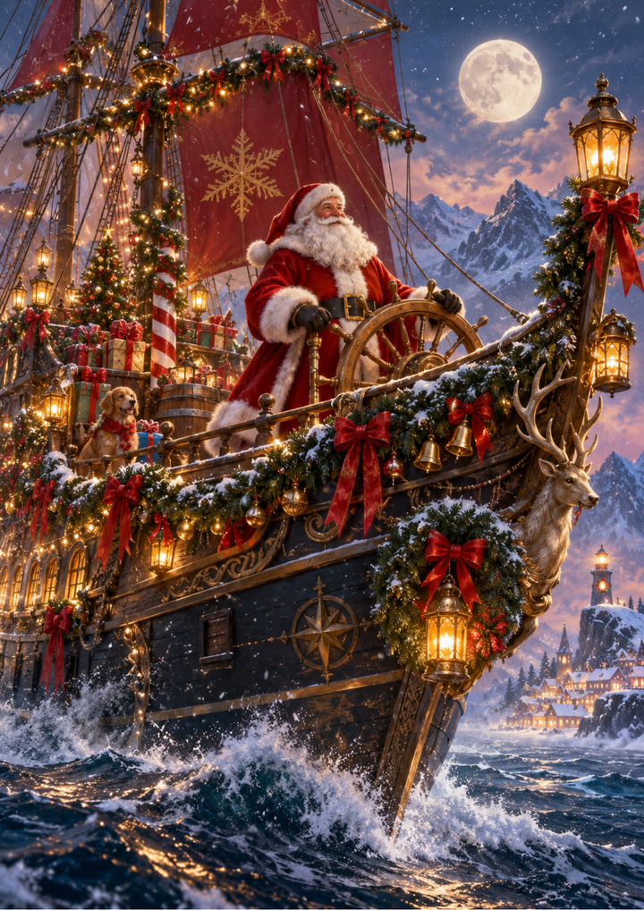 Rice Paper For Decoupage Santa’s Enchanted Christmas Voyage Full Cat. No 10656