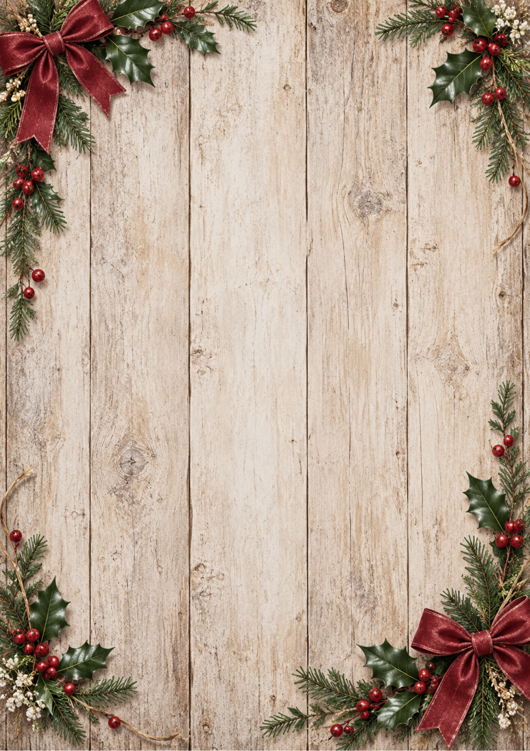 Rice Paper For Decoupage Rustic Christmas Holly Wood Background Full Cat. No 10661