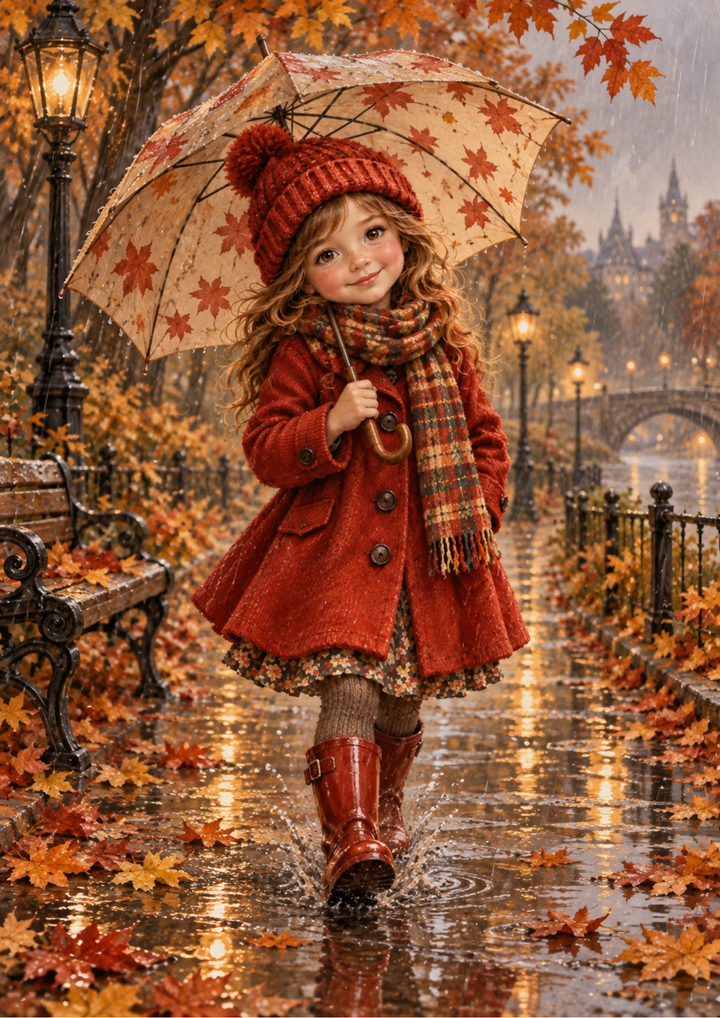 Rice Paper For Decoupage Rainy Autumn Park Stroll Full Cat. No 10673