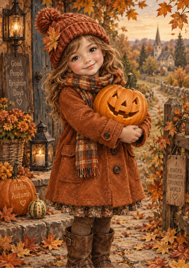 Rice Paper For Decoupage Autumn Girl with Jack-o’-Lantern Full Cat. No 10675